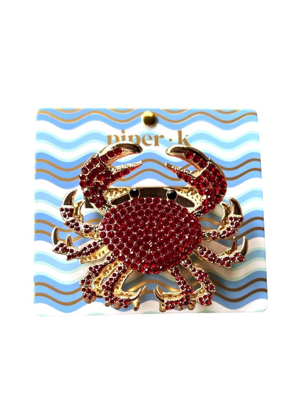Piper K TikTok Viral Large Crab Gold Metal And Red Rhinestone Claw Hair Clip